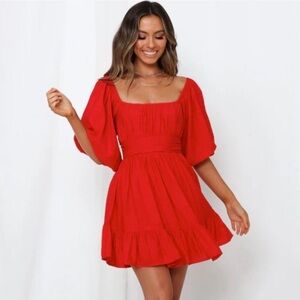 NWOT Hello Molly Babydoll Red Mini Dress Backless Tie